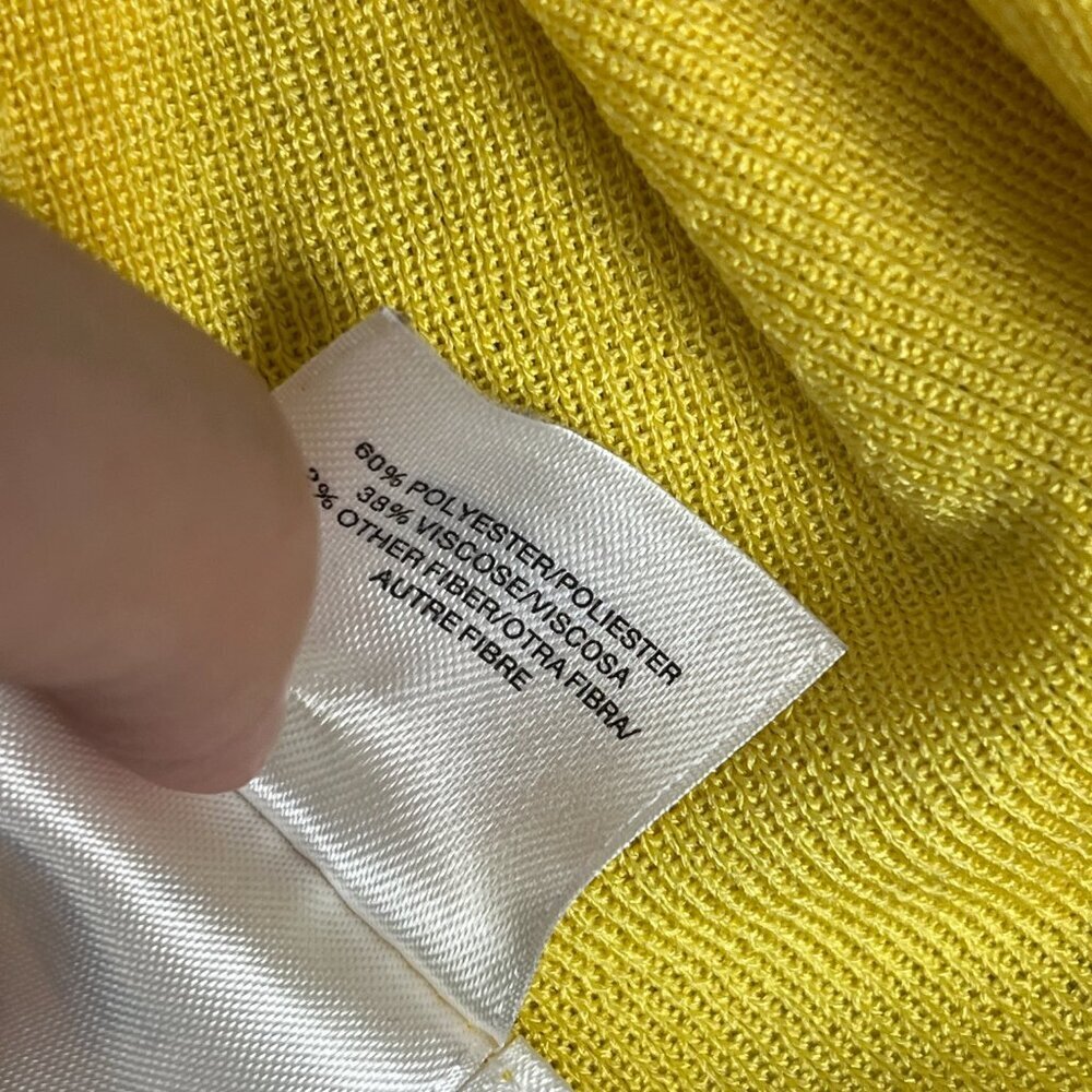 Anne Klein Malibu Open Cardigan Women’s S Yellow Knit Lightweight Preppy Casual - Picture 7 of 9